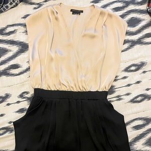 BCBG silk dress, champagne and black. Size M